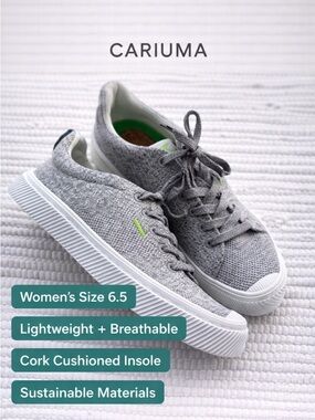 Cariuma OCA Low Knit Gray Sneakers Women’s 6.5 Sustainable Shoes